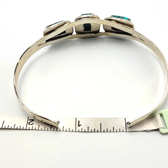 Kingman Blue Copper Turquoise 925 Sterling Silver Cuff Bracelet Hanmade Stamped